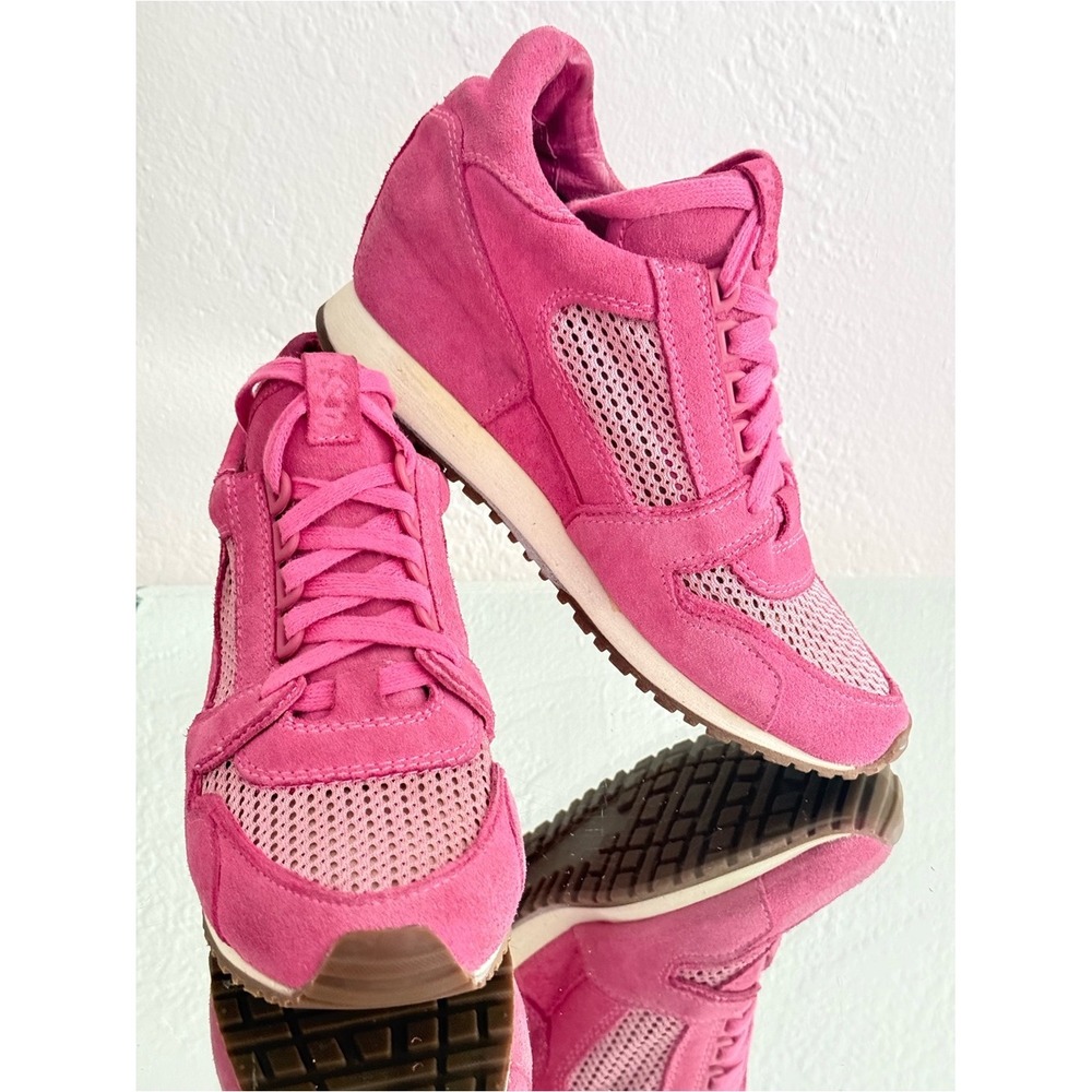 VINTAGE ASH Dean‎ Pink Suede Leather Mesh Platform Wedge Sneakers 8